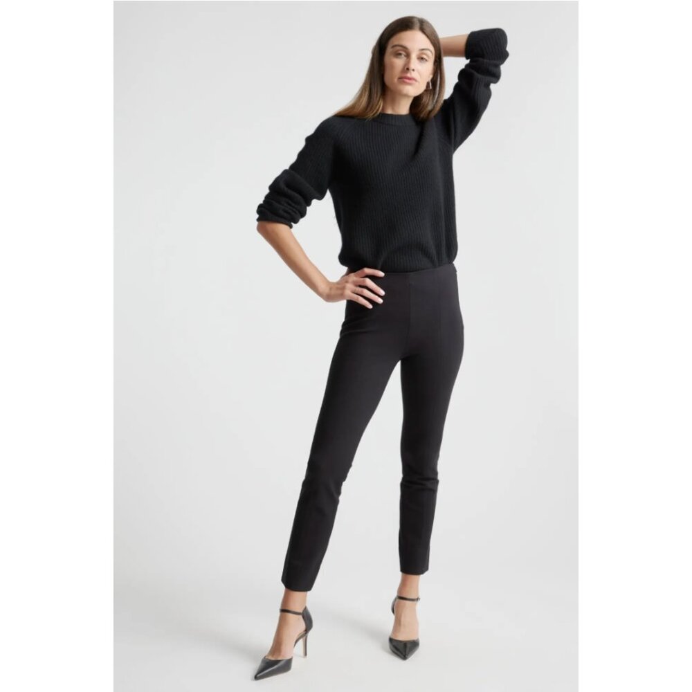 Quince Ultra-Stretch Ponte Pintuck Ankle Pants | Black | XS
